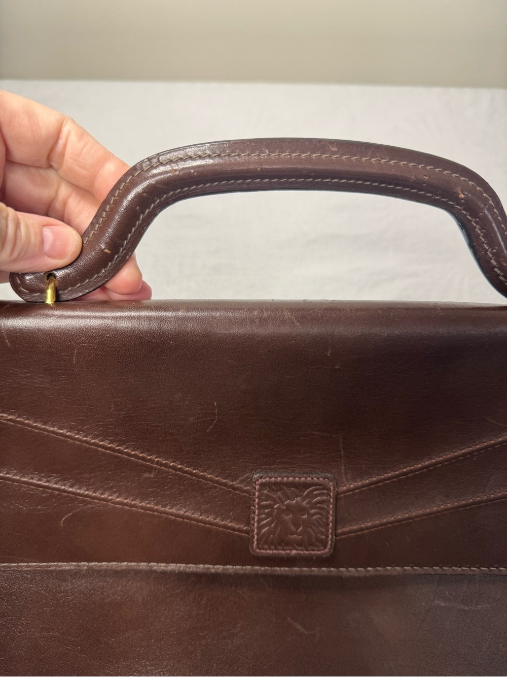 Anne Klein for Calderon brown leather briefcase - Picture 3 of 16